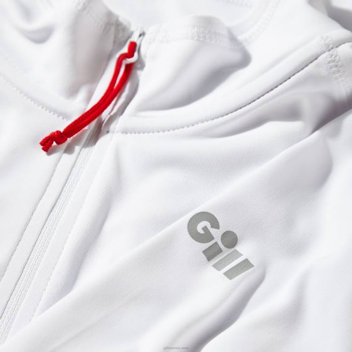 Gill Marine camiseta de hombre con cremallera uv tec - manga larga blanco Z6F2215