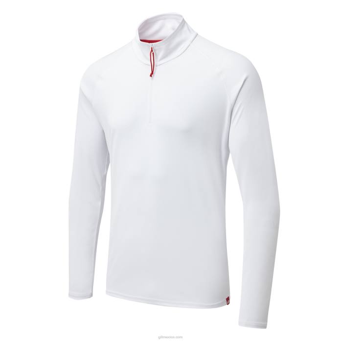 Gill Marine camiseta de hombre con cremallera uv tec - manga larga blanco Z6F2215