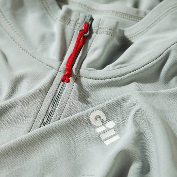 Gill Marine camiseta de hombre con cremallera uv tec - manga larga gris medio Z6F2218