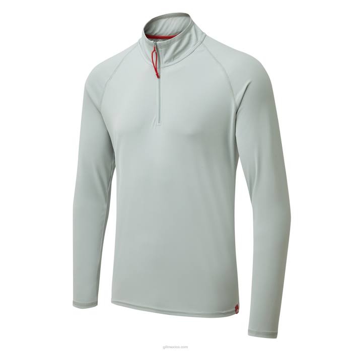 Gill Marine camiseta de hombre con cremallera uv tec - manga larga gris medio Z6F2218