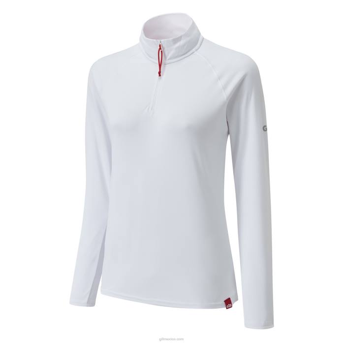 Gill Marine camiseta uv tec zip mujer - manga larga blanco Z6F2202