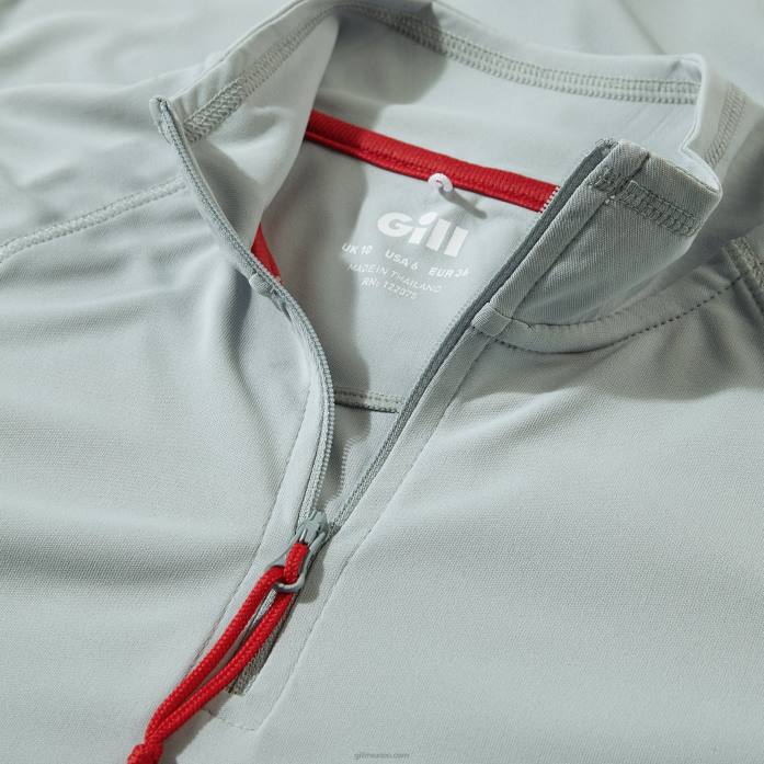Gill Marine camiseta uv tec zip mujer - manga larga gris medio Z6F2203