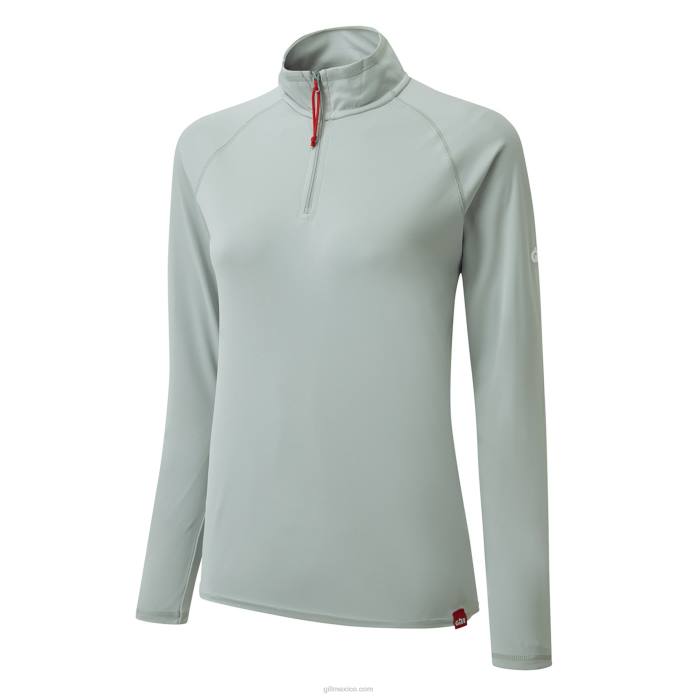 Gill Marine camiseta uv tec zip mujer - manga larga gris medio Z6F2203
