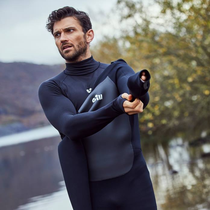 Gill Marine traje de neopreno de persecución para hombre con cremallera trasera de 4/3 mm negro Z6F281