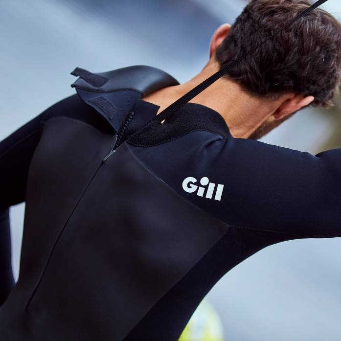 Gill Marine traje de neopreno de persecución para hombre con cremallera trasera de 4/3 mm negro Z6F281