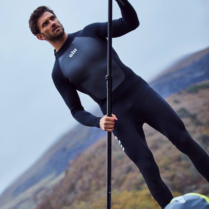 Gill Marine traje de neopreno de persecución para hombre con cremallera trasera de 4/3 mm negro Z6F281