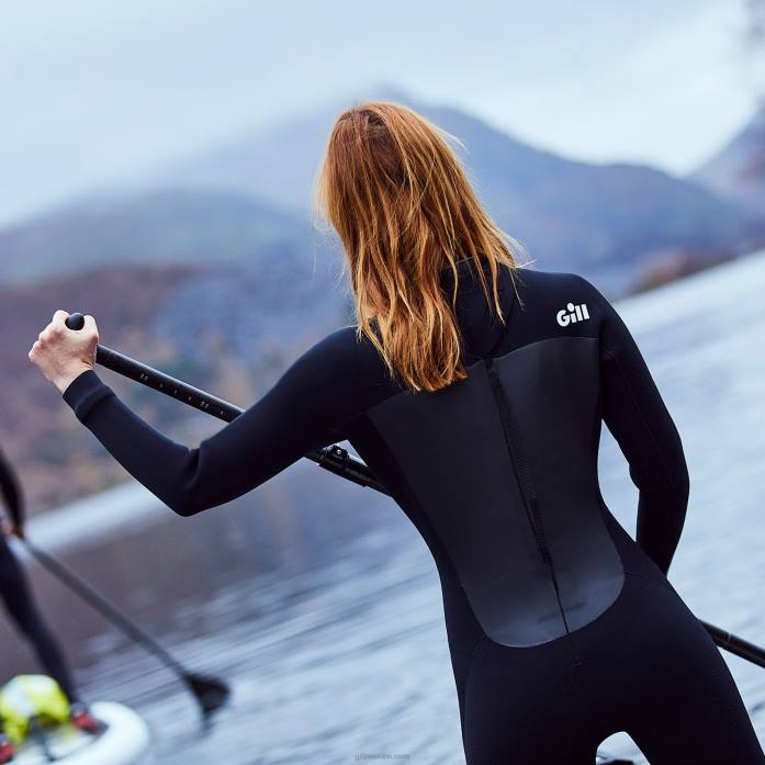 Gill Marine traje de neopreno de persecución para mujer con cremallera trasera de 4/3 mm negro Z6F2341