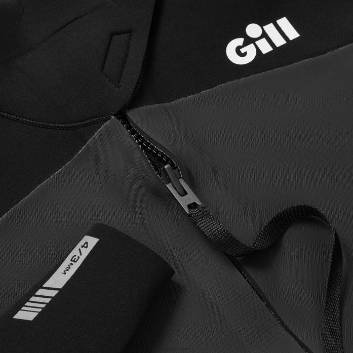 Gill Marine traje de neopreno de persecución para mujer con cremallera trasera de 4/3 mm negro Z6F2341